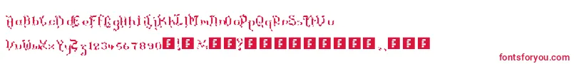 フォントTheTerrifficKerganogggg – 白い背景に赤い文字