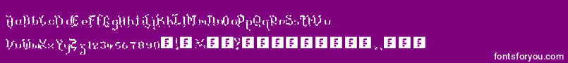 TheTerrifficKerganogggg-fontti – valkoiset fontit violetilla taustalla