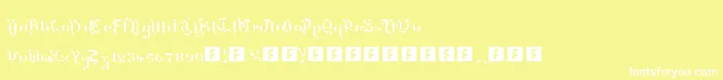 TheTerrifficKerganogggg-fontti – valkoiset fontit keltaisella taustalla