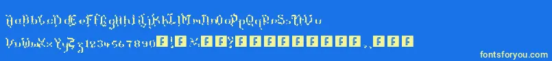 TheTerrifficKerganogggg-fontti – keltaiset fontit sinisellä taustalla