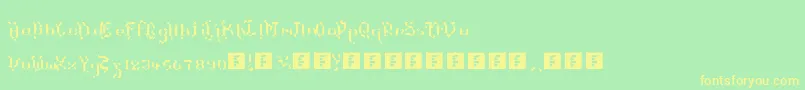 TheTerrifficKerganogggg-fontti – keltaiset fontit vihreällä taustalla
