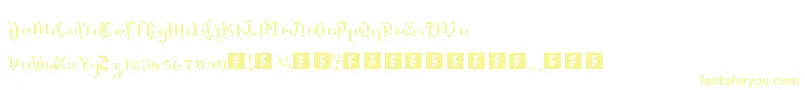 フォントTheTerrifficKerganogggg – 白い背景に黄色の文字