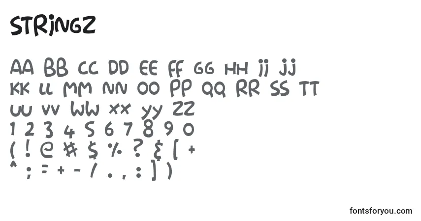 Schriftart Stringz – Alphabet, Zahlen, spezielle Symbole
