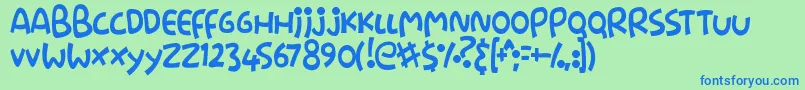 Stringz Font – Blue Fonts on Green Background