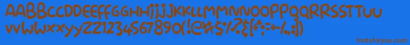 フォントStringz – 茶色の文字が青い背景にあります。
