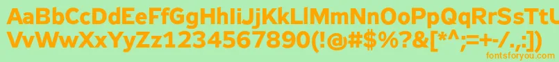 Fonte Zeppelin32Bold – fontes laranjas em um fundo verde