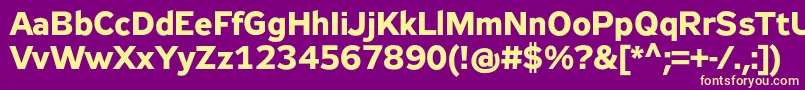 Zeppelin32Bold-Schriftart – Gelbe Schriften auf violettem Hintergrund