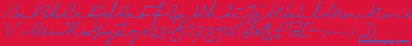 SignericaMedium-Schriftart – Blaue Schriften auf rotem Hintergrund