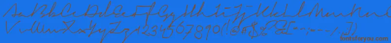 SignericaMedium-Schriftart – Braune Schriften auf blauem Hintergrund