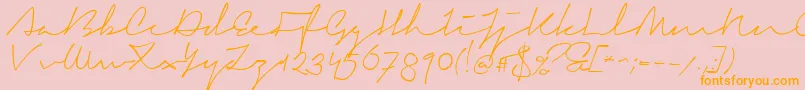 SignericaMedium-Schriftart – Orangefarbene Schriften auf rosa Hintergrund