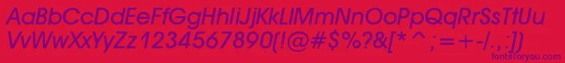 AvantGardeMediumItalic-Schriftart – Violette Schriften auf rotem Hintergrund