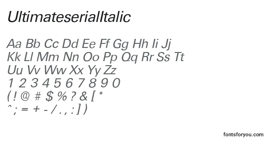 Шрифт UltimateserialItalic – алфавит, цифры, специальные символы