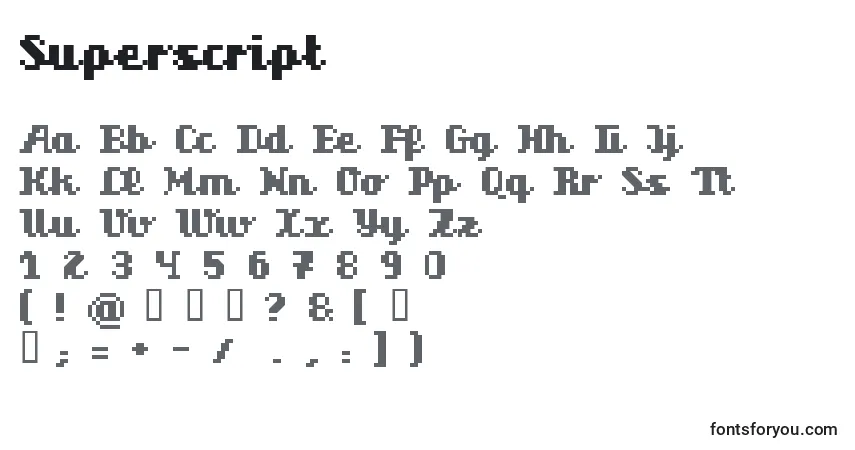 Schriftart Superscript – Alphabet, Zahlen, spezielle Symbole