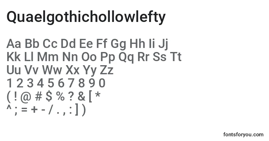 Schriftart Quaelgothichollowlefty – Alphabet, Zahlen, spezielle Symbole