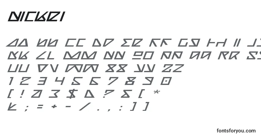 Schriftart Nickei – Alphabet, Zahlen, spezielle Symbole
