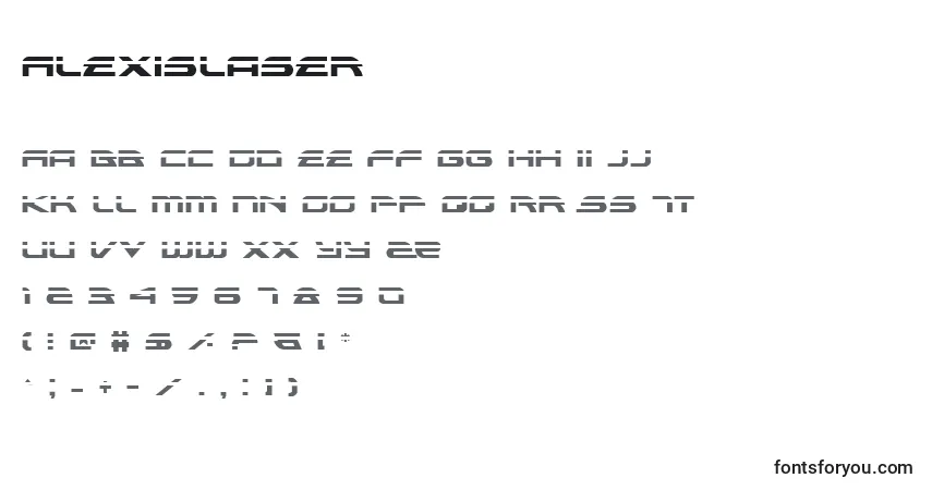 A fonte AlexisLaser – alfabeto, números, caracteres especiais