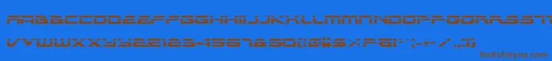 フォントAlexisLaser – 茶色の文字が青い背景にあります。