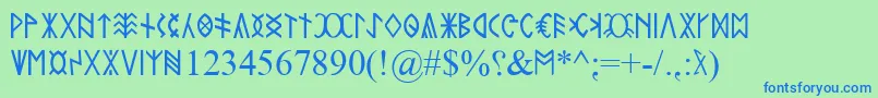 RovasKiterjesztett Font – Blue Fonts on Green Background