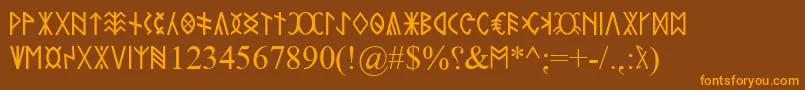 RovasKiterjesztett Font – Orange Fonts on Brown Background