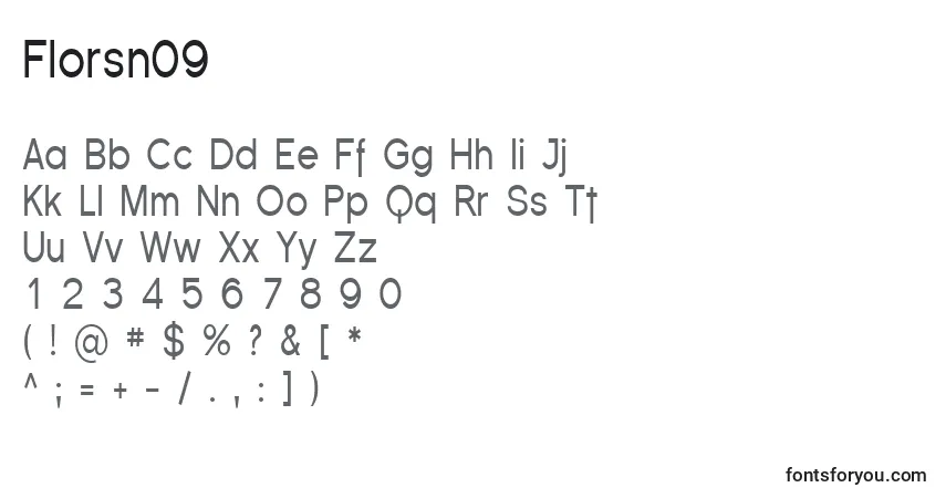 A fonte Florsn09 – alfabeto, números, caracteres especiais