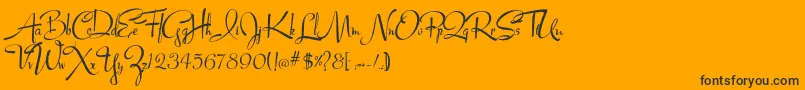 Lucyscript-Schriftart – Schwarze Schriften auf orangefarbenem Hintergrund