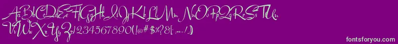 Lucyscript Font – Green Fonts on Purple Background