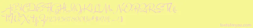 Шрифт Lucyscript – розовые шрифты на жёлтом фоне
