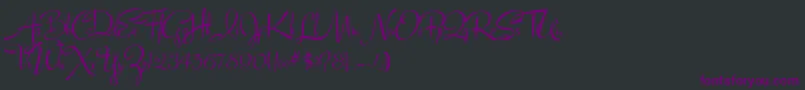Lucyscript Font – Purple Fonts on Black Background