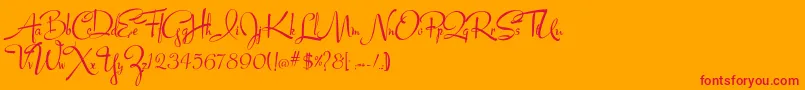 Lucyscript Font – Red Fonts on Orange Background
