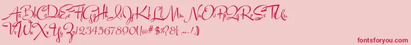 Lucyscript-Schriftart – Rote Schriften auf rosa Hintergrund
