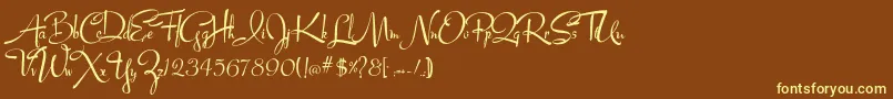 Lucyscript Font – Yellow Fonts on Brown Background