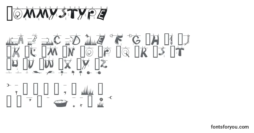 Schriftart Tommystype – Alphabet, Zahlen, spezielle Symbole