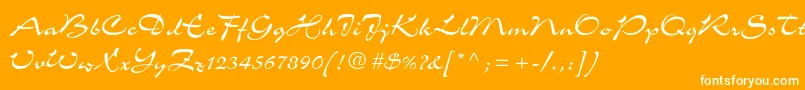 Kimmee-Schriftart – Weiße Schriften auf orangefarbenem Hintergrund