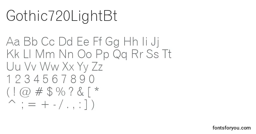 Шрифт Gothic720LightBt – алфавит, цифры, специальные символы