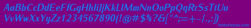 IwonacondheavyItalic Font – Blue Fonts on Purple Background