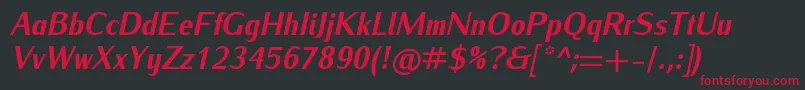 IwonacondheavyItalic Font – Red Fonts on Black Background