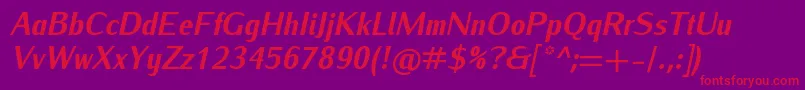 IwonacondheavyItalic Font – Red Fonts on Purple Background