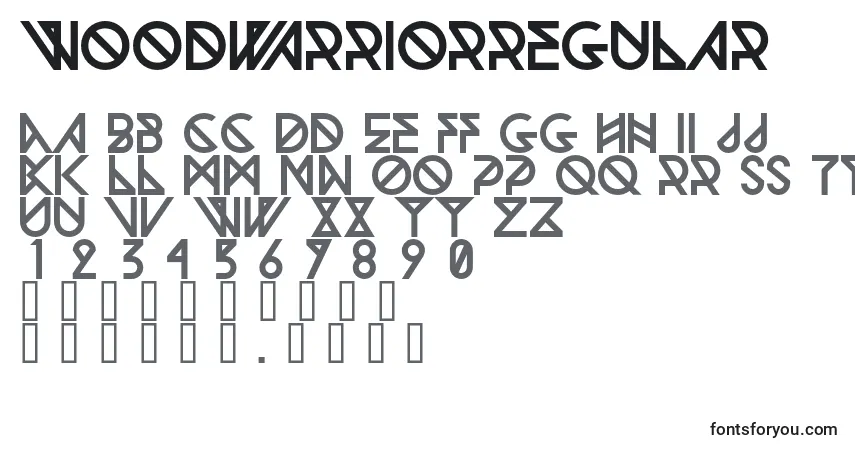 Czcionka WoodwarriorRegular – alfabet, cyfry, specjalne znaki