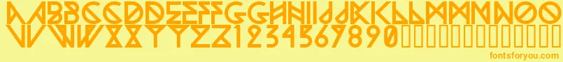 WoodwarriorRegular Font – Orange Fonts on Yellow Background