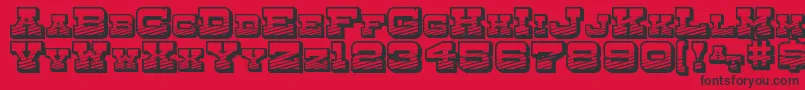 Fonte DryGoodsEmporiumSmcJl – fontes pretas em um fundo vermelho