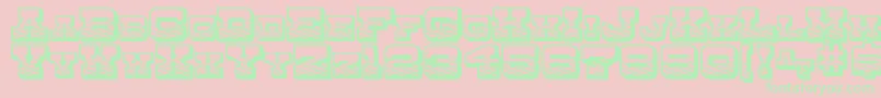 Fonte DryGoodsEmporiumSmcJl – fontes verdes em um fundo rosa