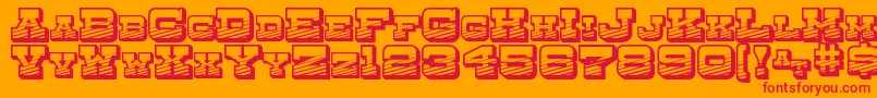 Fonte DryGoodsEmporiumSmcJl – fontes vermelhas em um fundo laranja