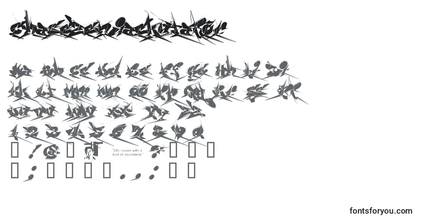 A fonte Chasezenjackulator – alfabeto, números, caracteres especiais