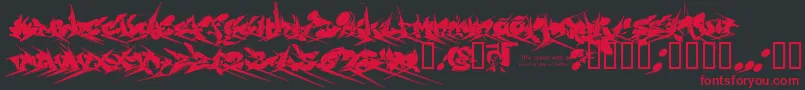 フォントChasezenjackulator – 黒い背景に赤い文字