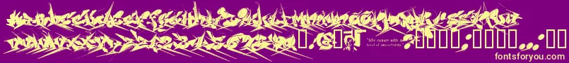 Chasezenjackulator-Schriftart – Gelbe Schriften auf violettem Hintergrund