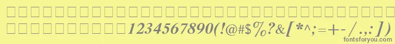 Czcionka CyrillictimesBoldItalic – szare czcionki na żółtym tle
