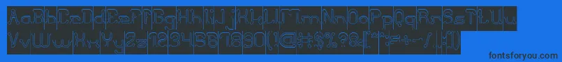 ClubGolfHollowInverse-Schriftart – Schwarze Schriften auf blauem Hintergrund