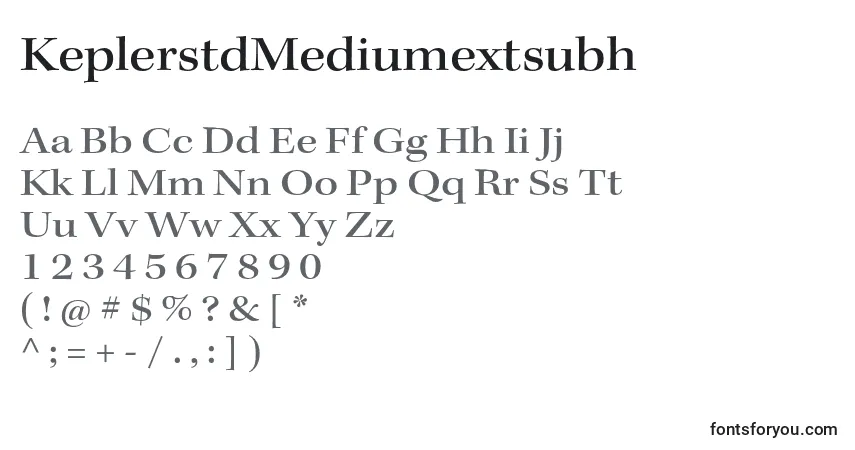 A fonte KeplerstdMediumextsubh – alfabeto, números, caracteres especiais