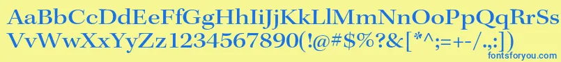 フォントKeplerstdMediumextsubh – 青い文字が黄色の背景にあります。