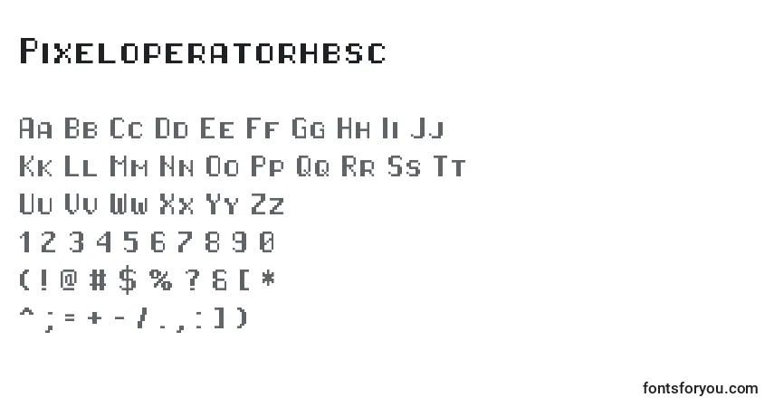 Pixeloperatorhbsc-fontti – aakkoset, numerot, erikoismerkit